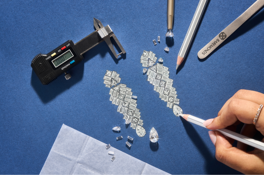 Image of jewelry crafting tools and diamonds.