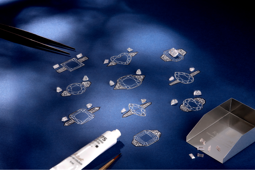 Image of jewelry crafting tools and diamonds.